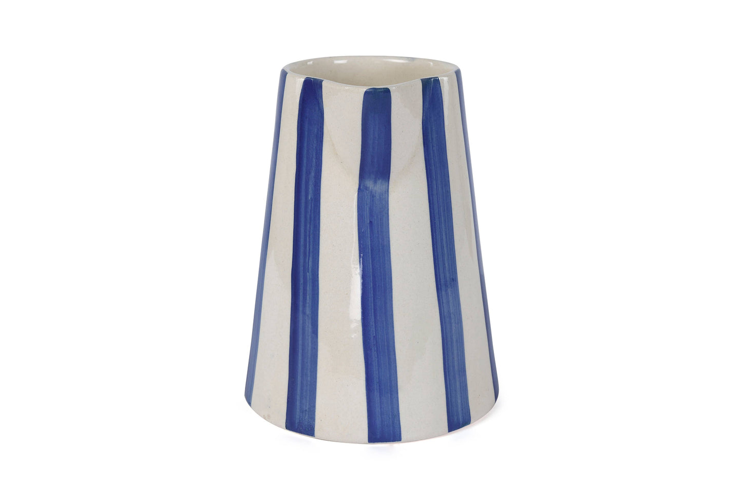 Ceramic Stripe Pitcher, Blue - 8.25x8.25x8 Inches