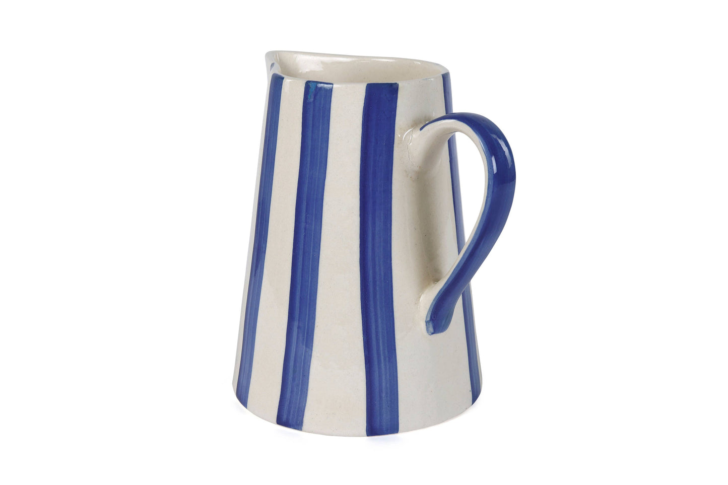 Ceramic Stripe Pitcher, Blue - 8.25x8.25x8 Inches