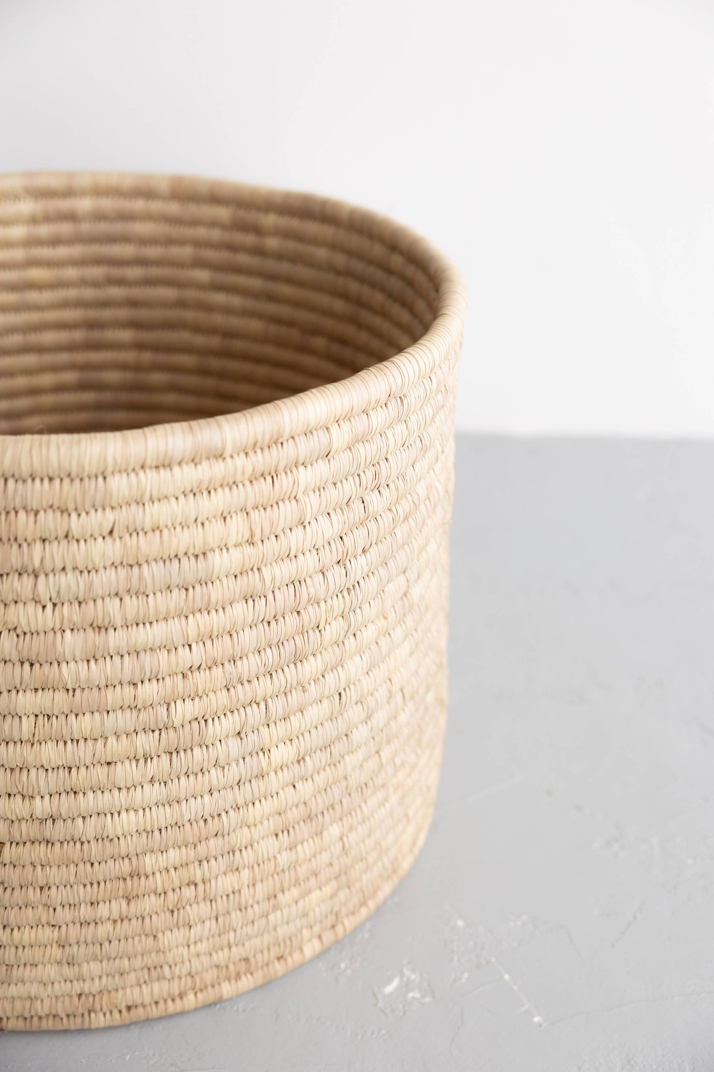 Round Storage Basket, palm leaf