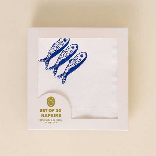 Sardines Cocktail Paper Beverage Napkin - Set of 20