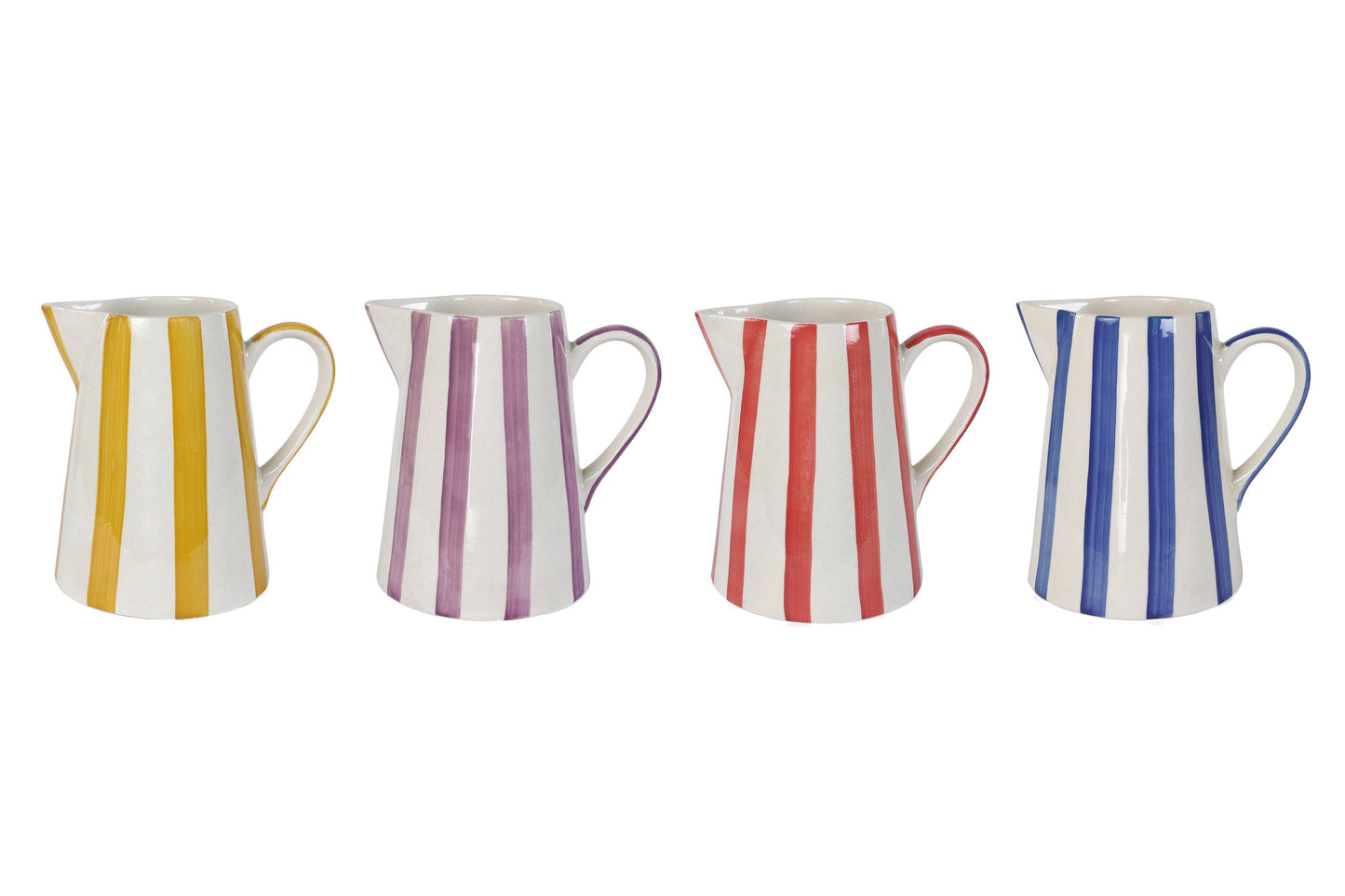 Ceramic Stripe Pitcher, Blue - 8.25x8.25x8 Inches