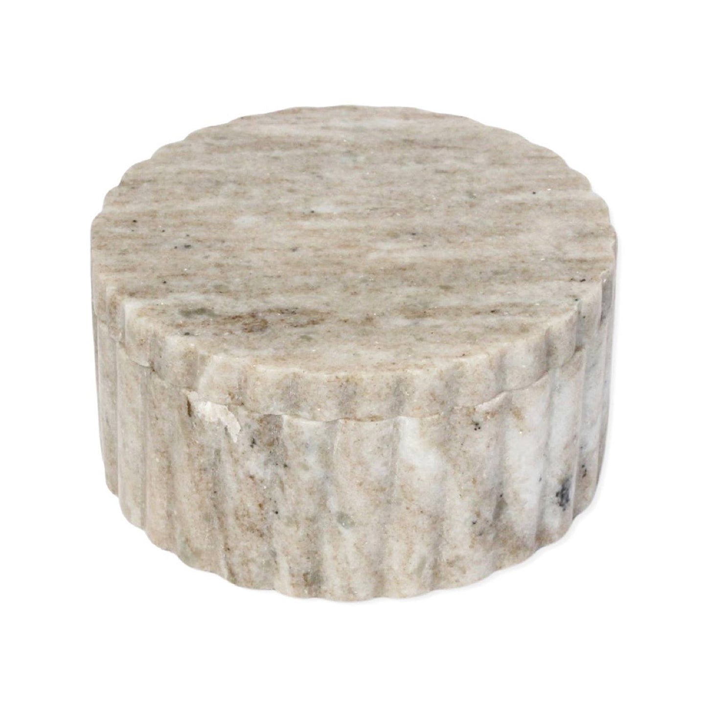Sm. Beige Marble Canister w/ Grooving 2.5"H