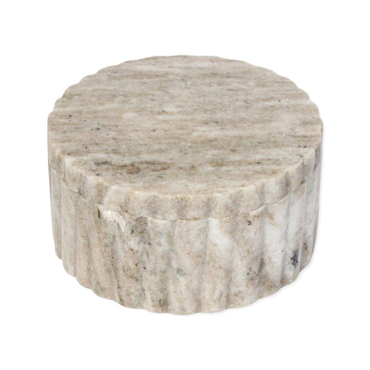 Sm. Beige Marble Canister w/ Grooving 2.5"H