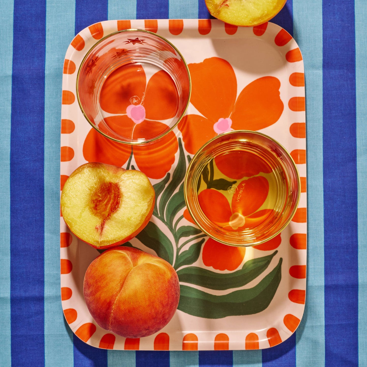 Wild Flower Orange Bent Birch Serving Tray