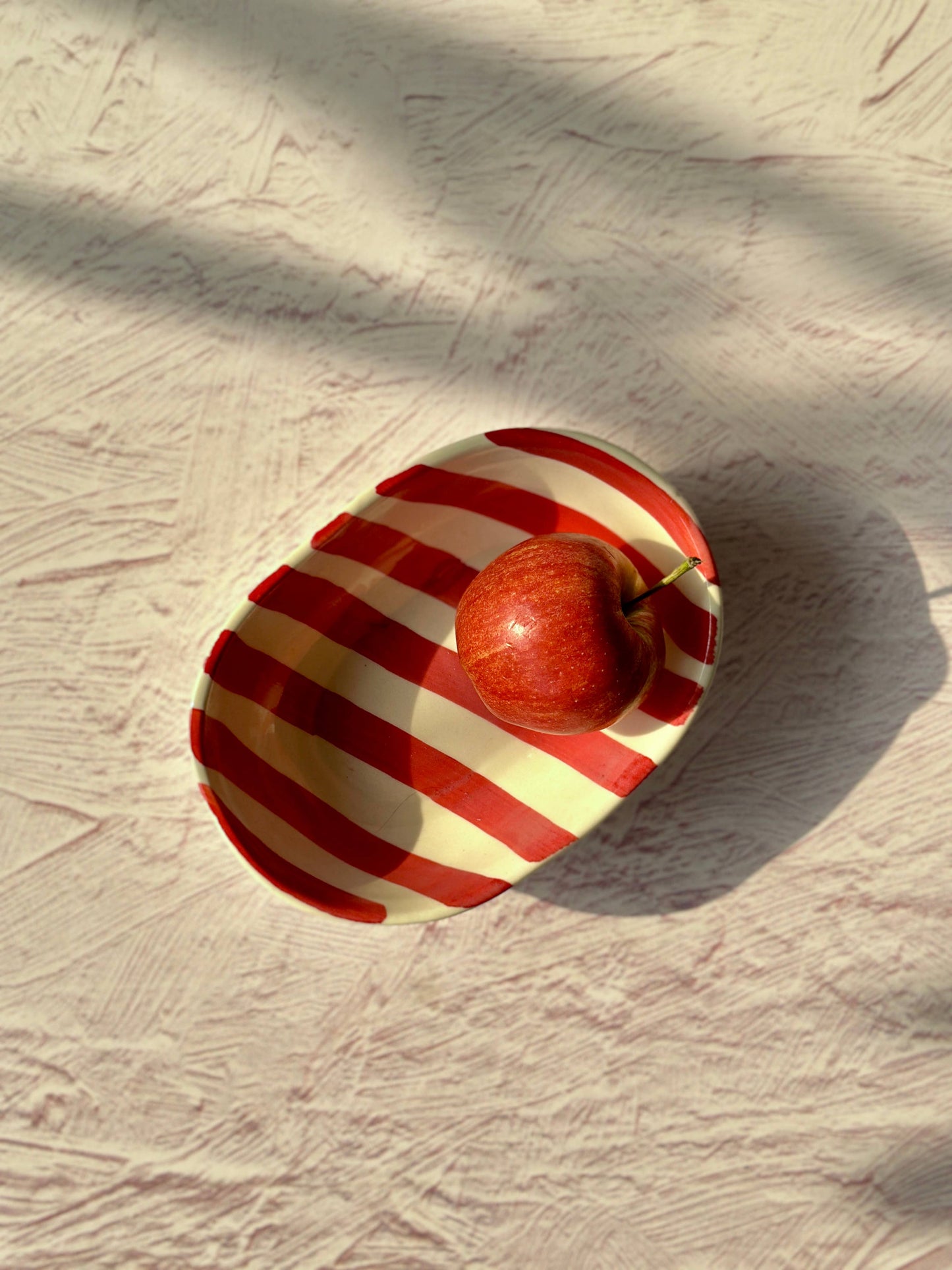 Ceramic stripe  Bowl, Red  7x5x2 Inches