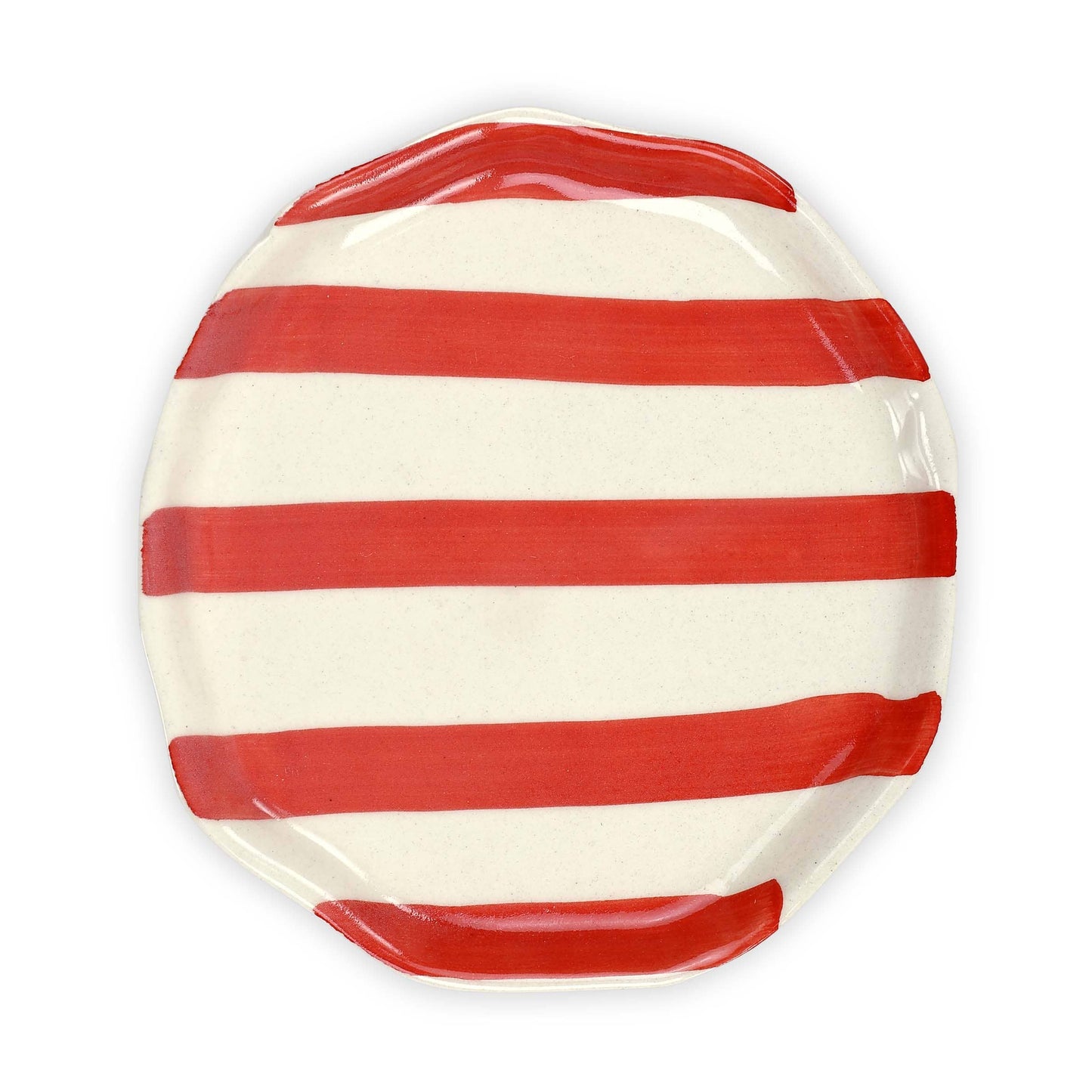 Ceramic Red stripe plate, 6.3 x 6.3 Inches