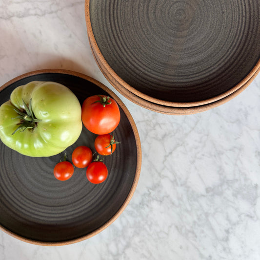 Handmade Ceramic Salad Plate -Speckled Black