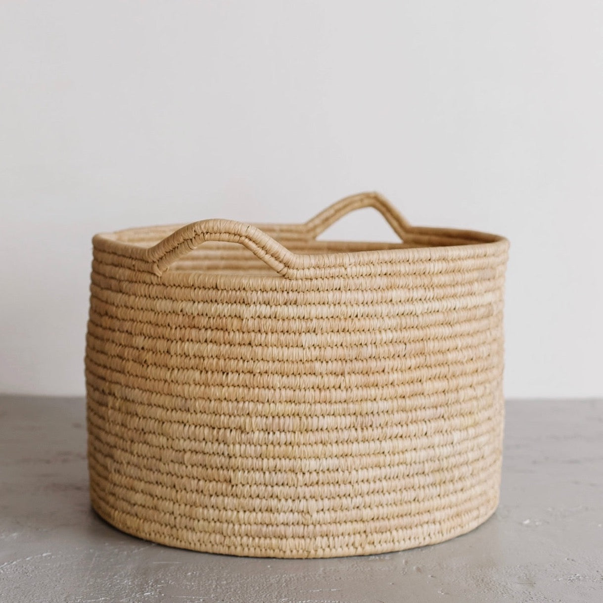 Round Laundry Basket, Palm Leaf - Low