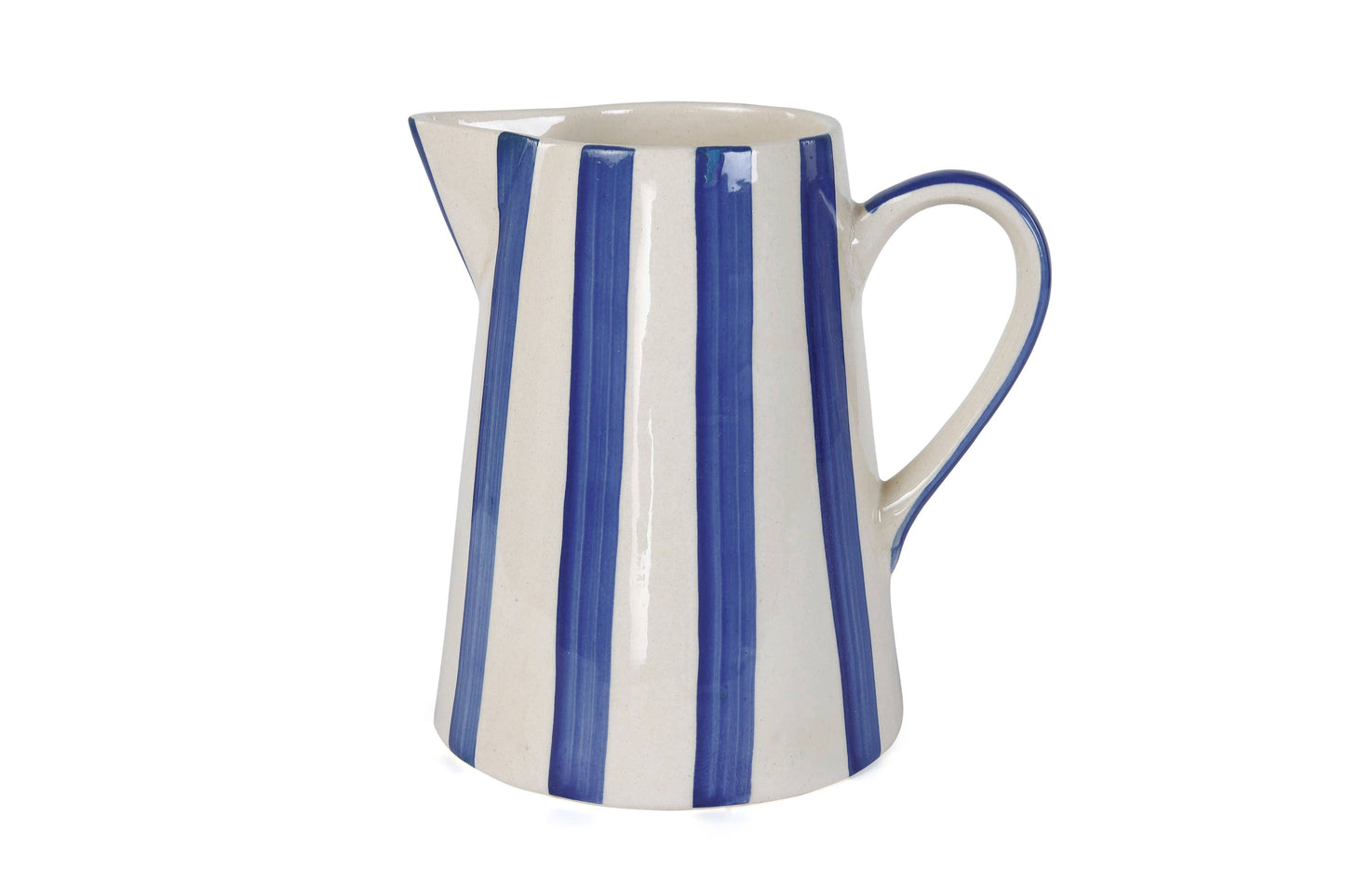 Ceramic Stripe Pitcher, Blue - 8.25x8.25x8 Inches