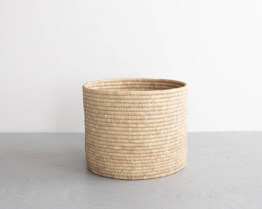 Round Storage Basket, palm leaf