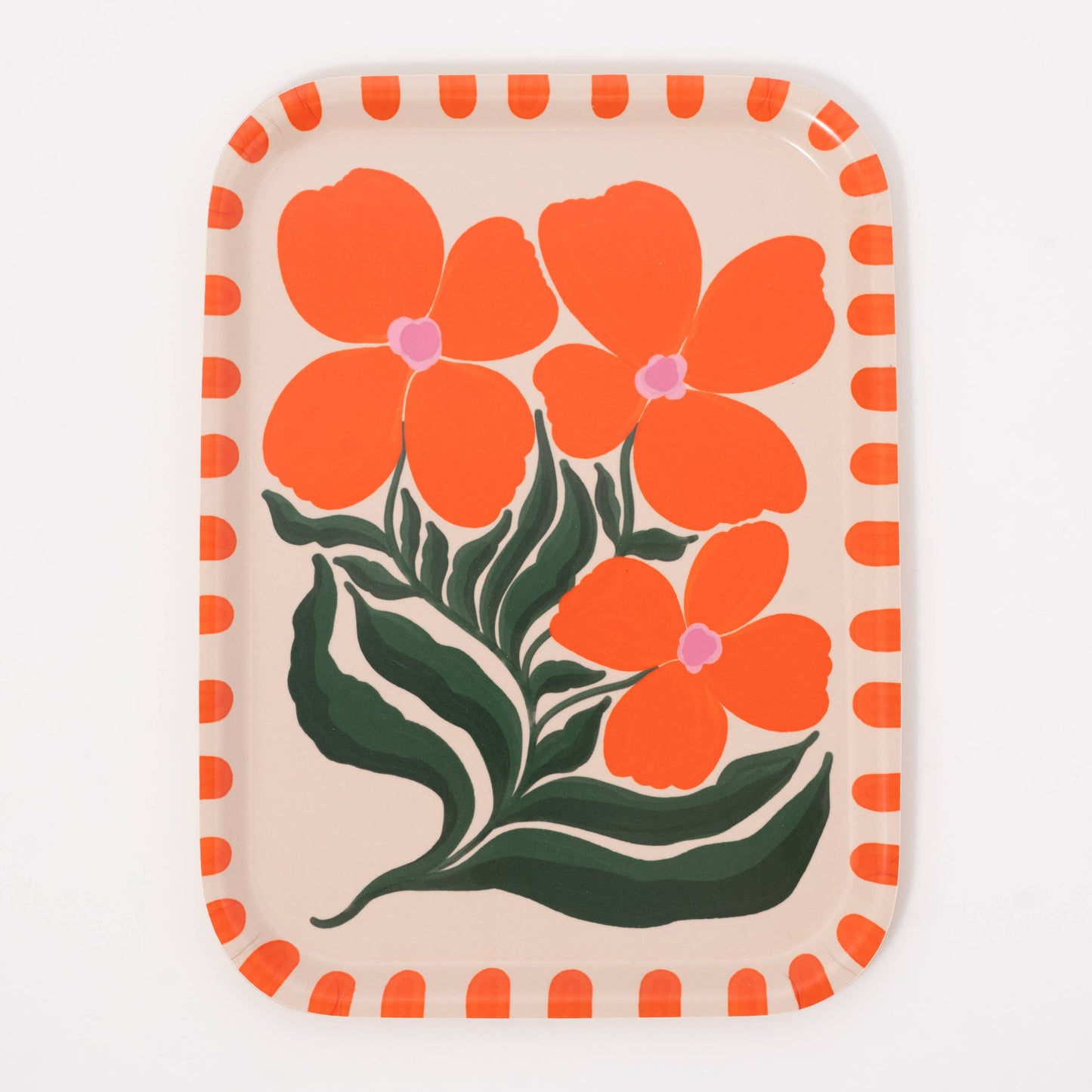 Wild Flower Orange Bent Birch Serving Tray