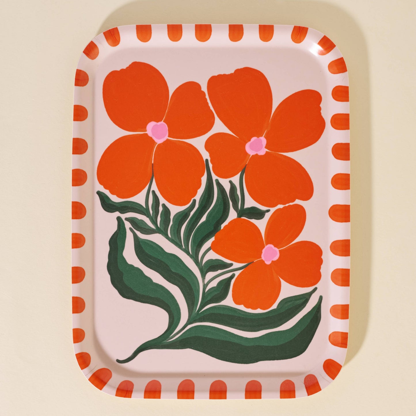 Wild Flower Orange Bent Birch Serving Tray