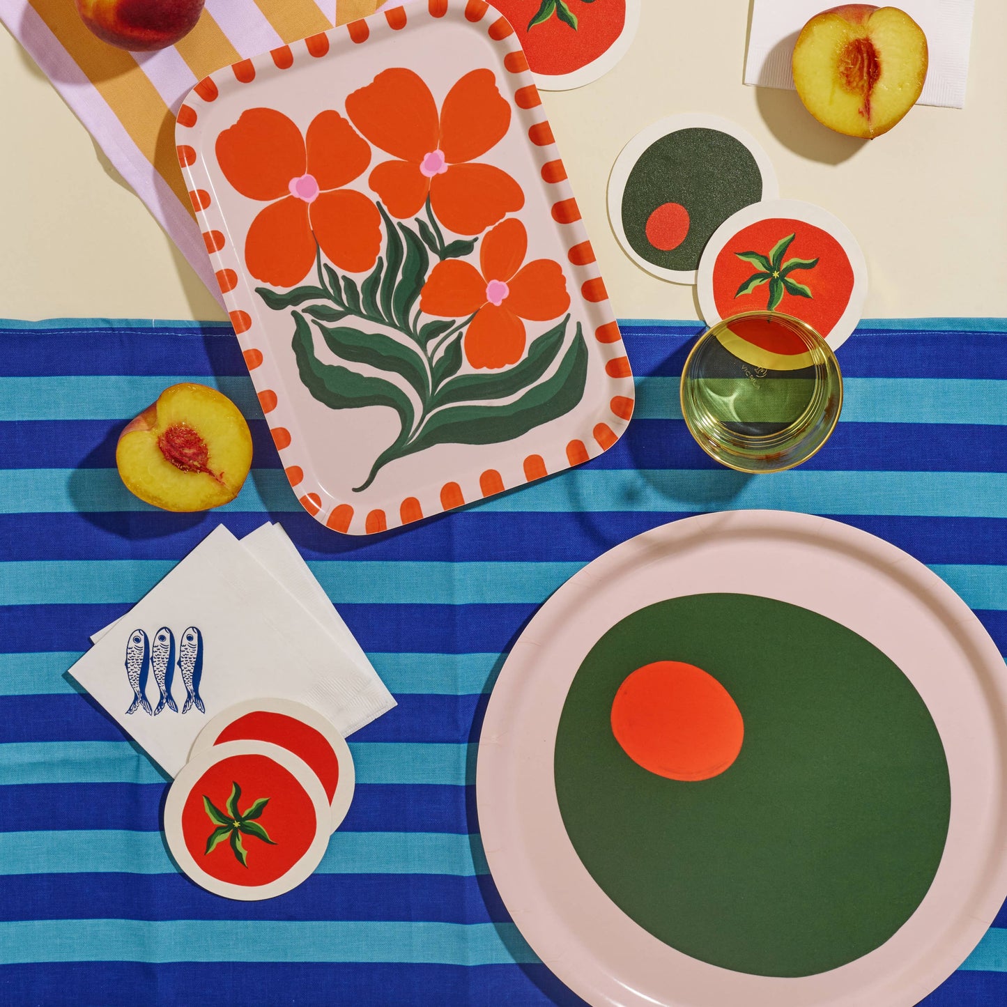 Pimento Olive Bent Birch/Melamine Serving Tray Platter