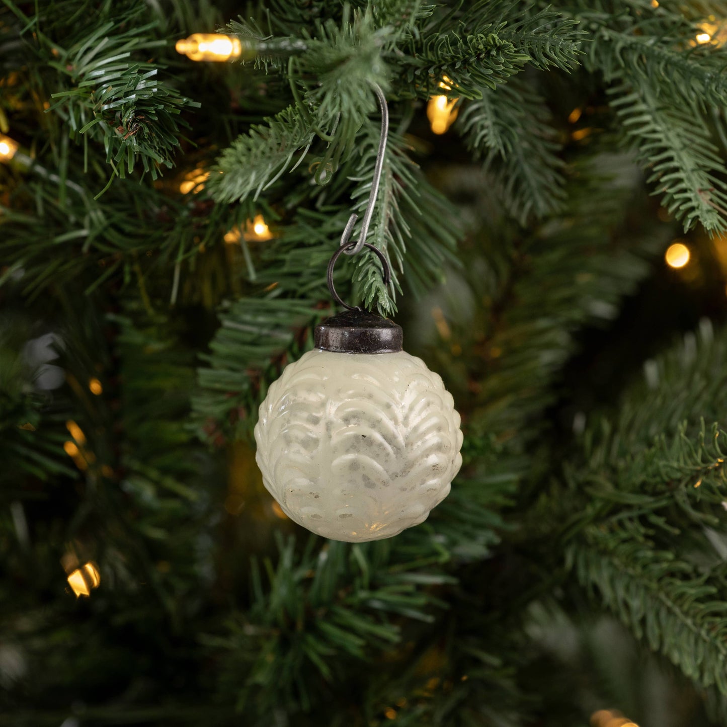 2" WHITE FILIGREE KUGAL ORNAMENT