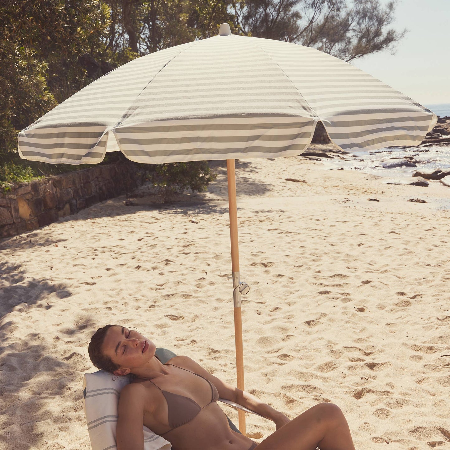 Luxe Beach Umbrella Seagrass Stripe