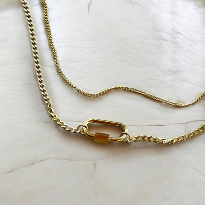 Romy Necklace | Gold Layered Chain Carabiner Necklace