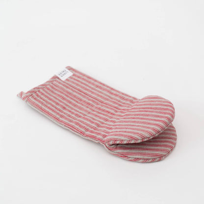 Red Natural Stripes Linen Oven Mitt