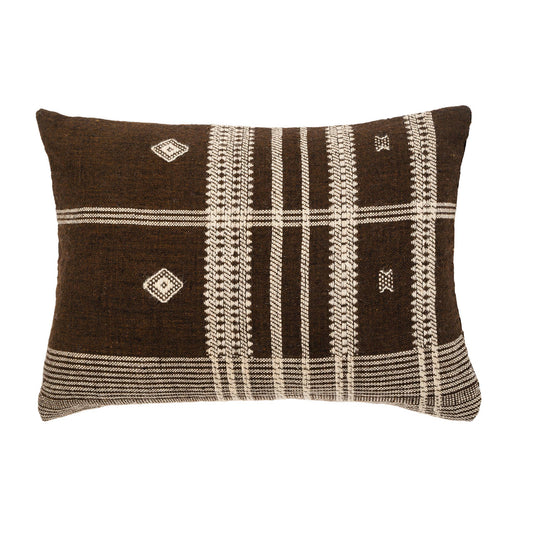 16x24 Bhujodi Wool Handloom Pillow, Brown