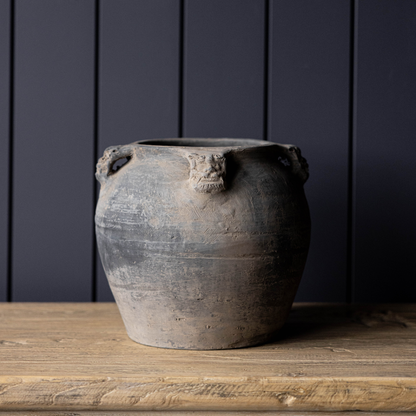 Atelier Vintage Black Grey Pot Vase with Handles
