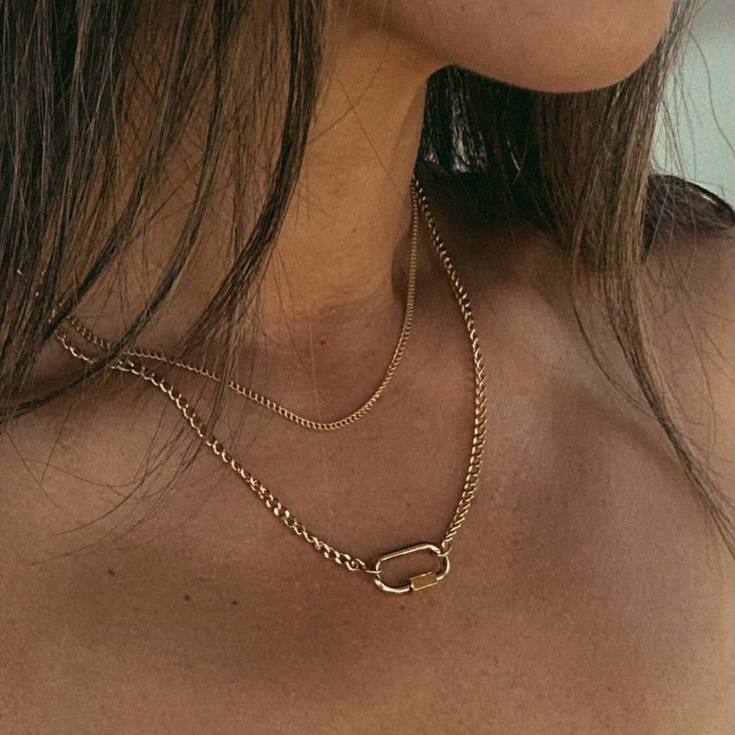 Romy Necklace | Gold Layered Chain Carabiner Necklace