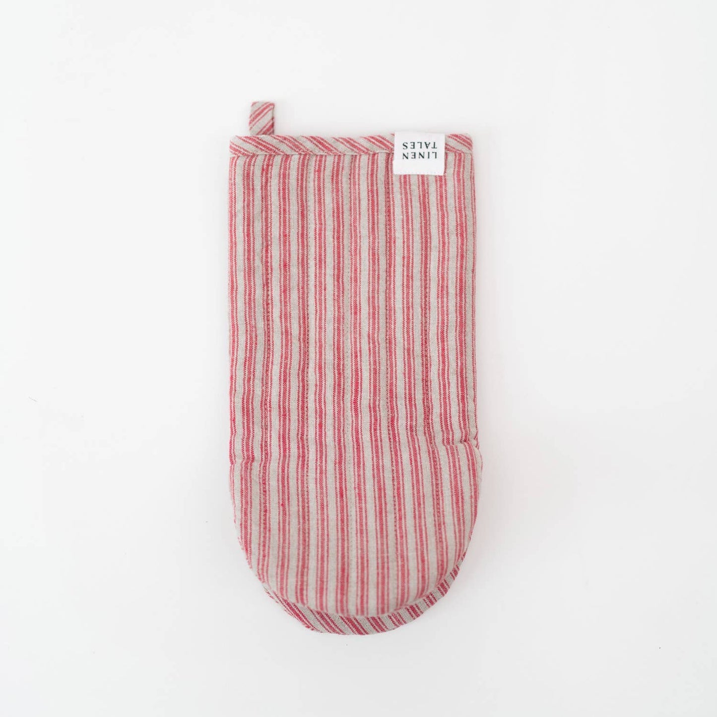 Red Natural Stripes Linen Oven Mitt