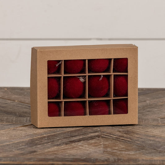 SET/ 12 - 1.75" WINE FLOCKED BALLS