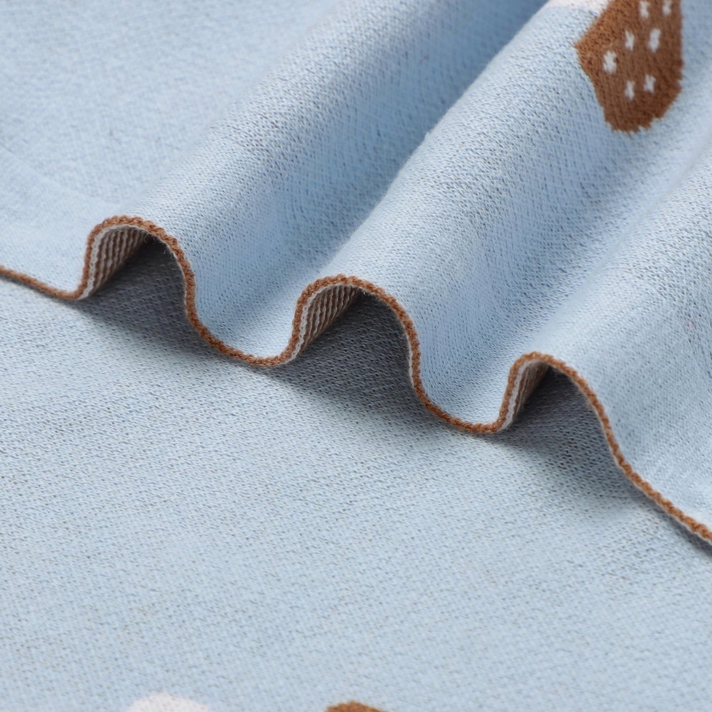 100% Luxury Cotton Swaddle Receiving Baby Blanket - Mushroom Blue