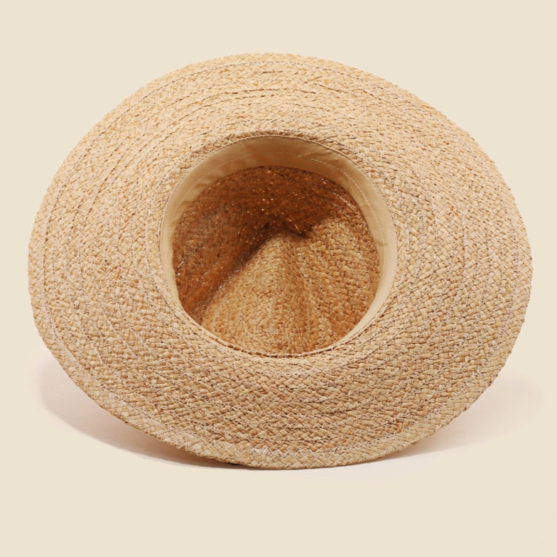 Straw Braid Flat Brim Sun Hat