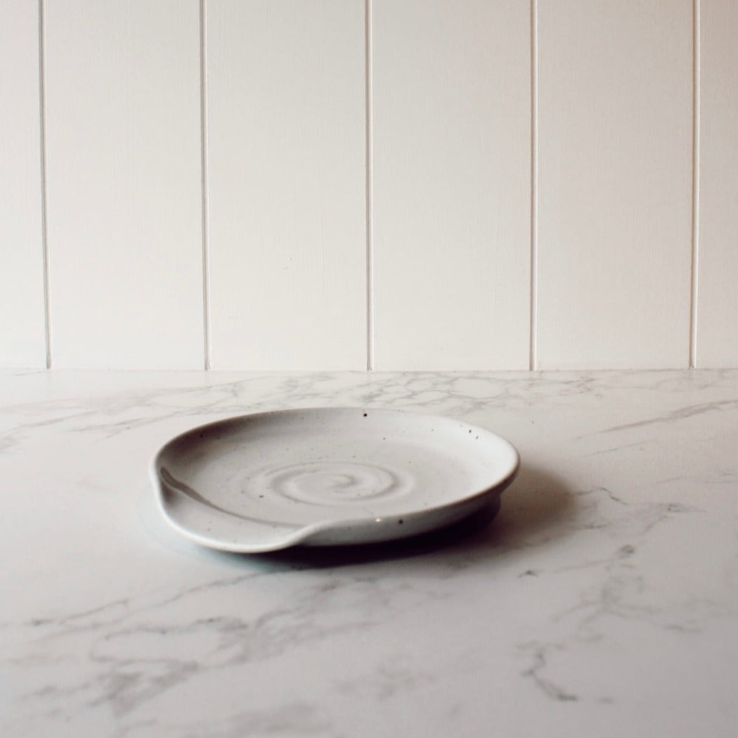 Ceramic Spoon rest with White Glaze 