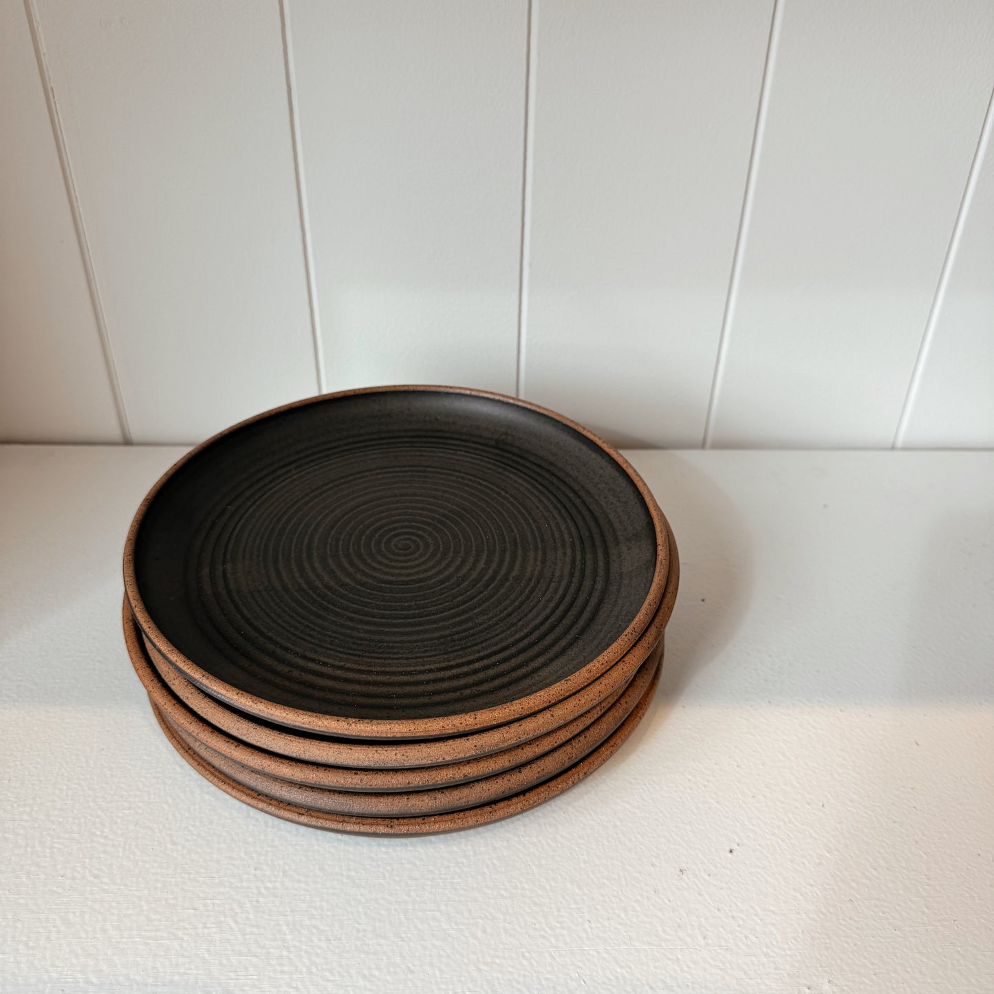 Handmade Ceramic Salad Plate -Speckled Black