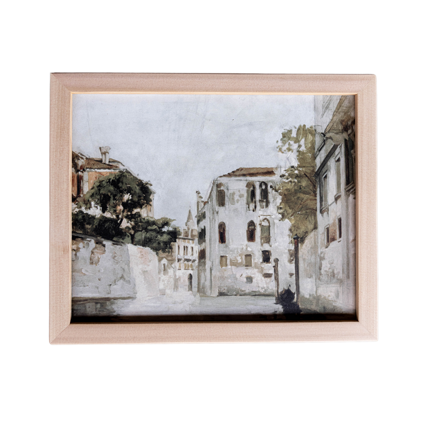 European Stone Street Pine Framed Art