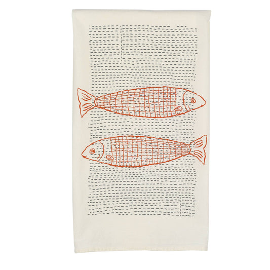 Double fish tea towel