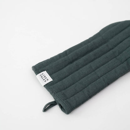 Forest Green Linen Oven Mitt