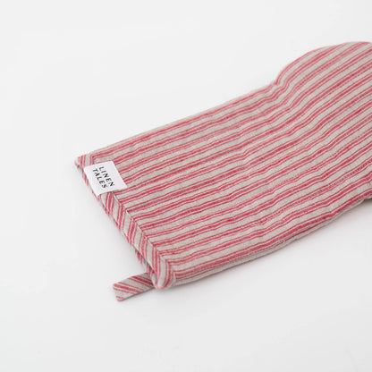 Red Natural Stripes Linen Oven Mitt