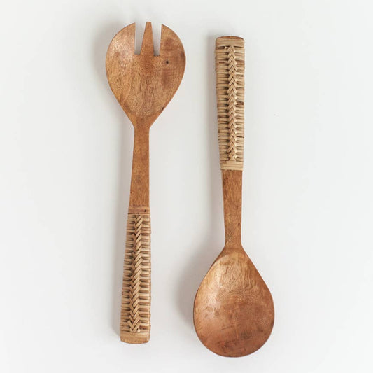 Braided Mango Wood Salad Servers