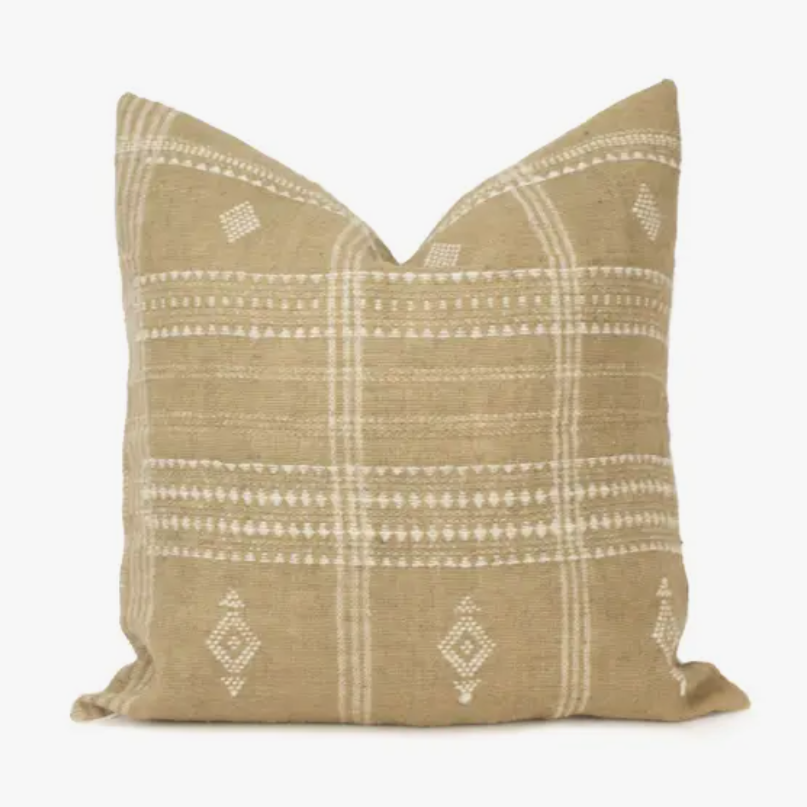 Beige Indian Wool Pillow Twenty inches by twenty inches