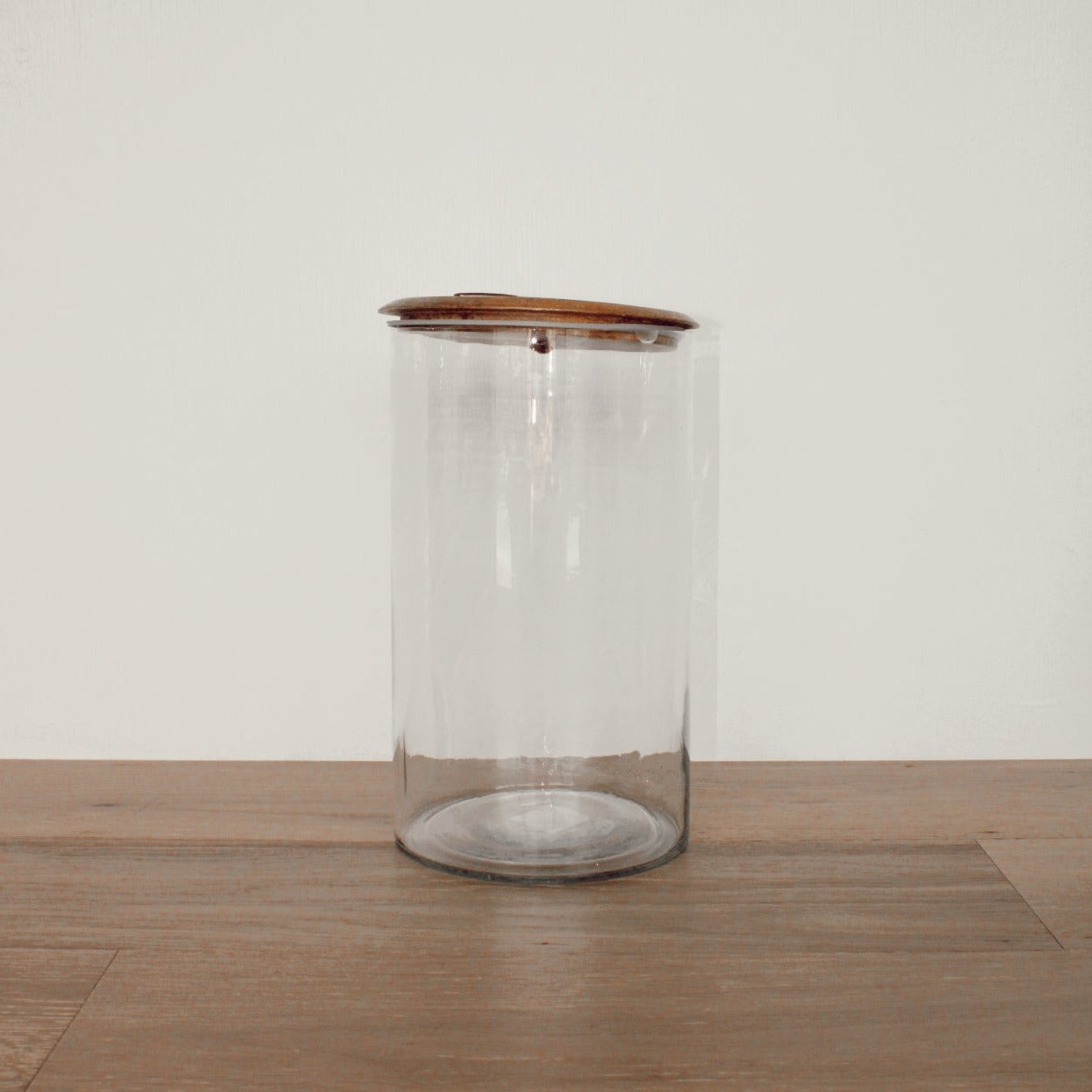 Mango Wood and Glass Covered Jar Large